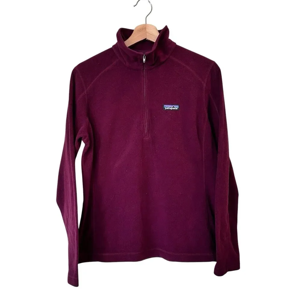 Patagonia Micro D 1/4 zip pullover fleece jacket in deep purple M